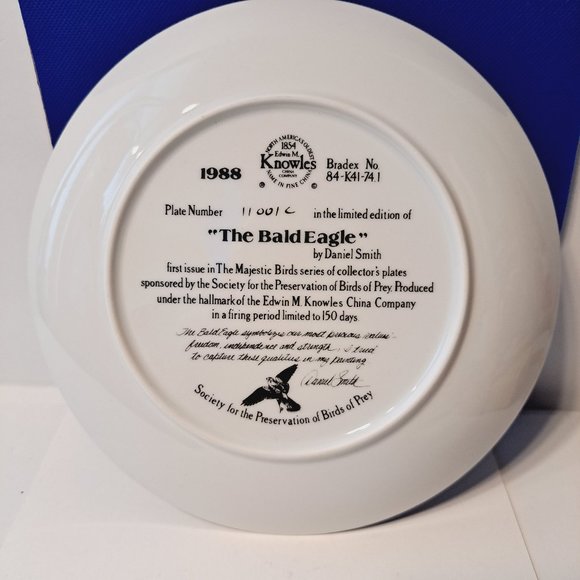 1988 Knowles The Bald Eagle By Daniel Smith Majestic Bird Series Collector Plate - Picture 3 of 7